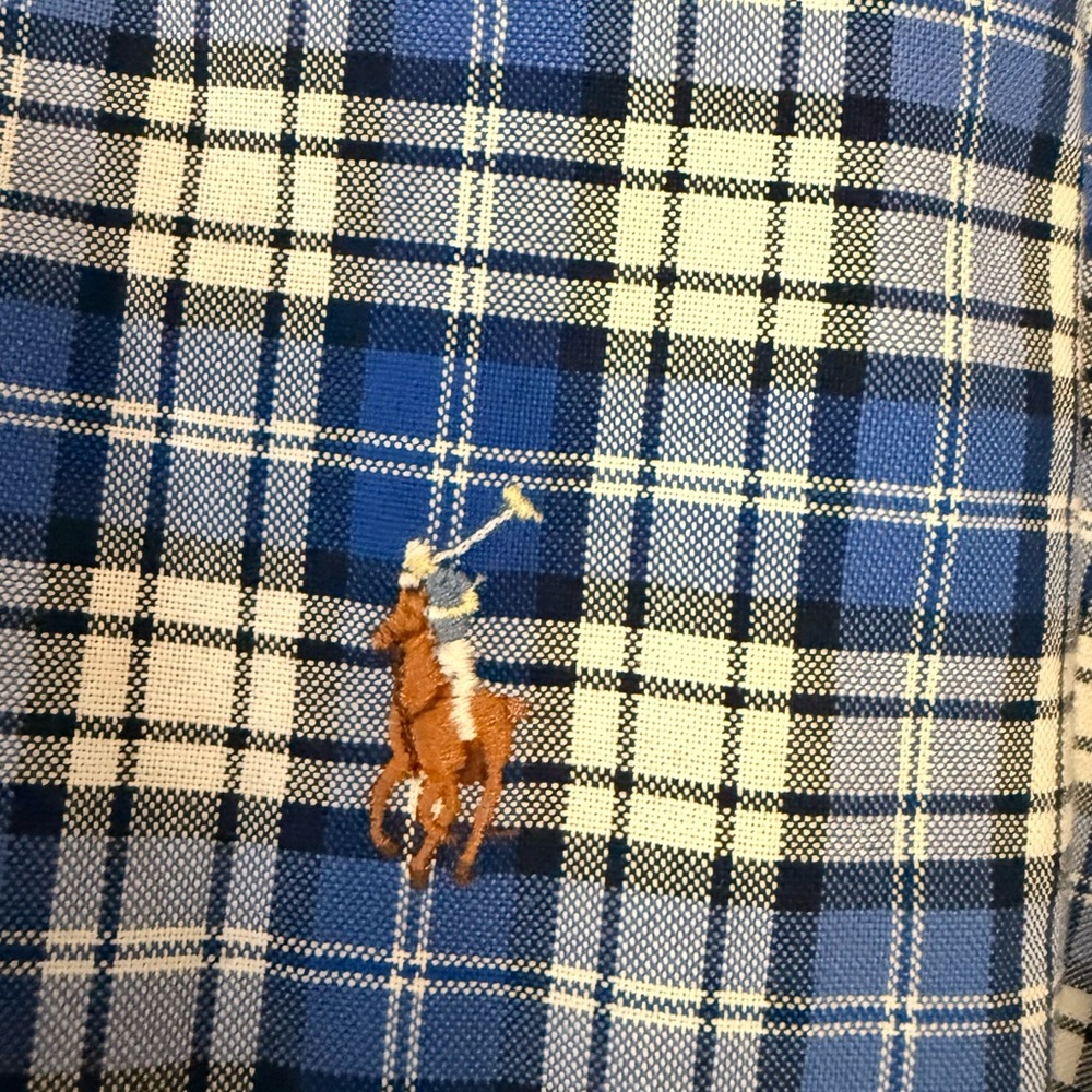 Blue Plaid Men's Ralph Lauren Button Up Shirt - Picture 3 of 4